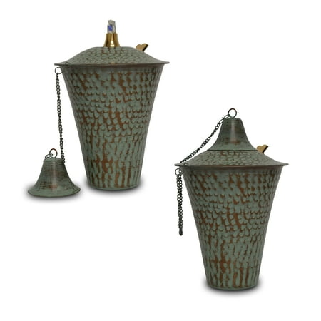 Legends International Kona Style Tabletop Tiki Torch Hammered Patina - 2 Pack