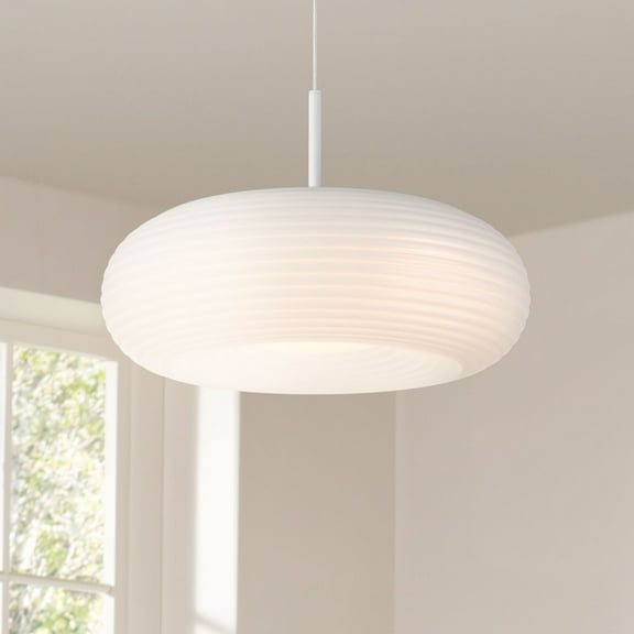 Possini Euro Design Sandringham 20" Modern Pendant Ceiling Light Fixture Dining Room Over Table Hanging LED Sanded White Finish