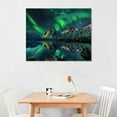 thumbnail image 2 of COMIO Northern Lights Wall Art Green Aurora Borealis Canvas Prints Poster Nature Snow Mountain Scenery Picture Decor Alaska Landscape Painting Artwork for Living Room Bedroom Home Decoration, 2 of 6