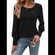 thumbnail image 2 of Blusas Casuales Holgadas de Larga y Corta Abullonada para Mujer, con Cuello Redondo y Botones. Negro M, 2 of 9