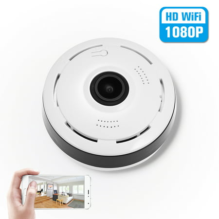 Wireless 1080P(1920*1080) Mini Panoramic Fish Eye WIFI 360 Degree Camera 2.0MP IP Camera IR Lamp Night Vision IR-CUT Support for Android/IOS APP Remote Control Motion (Best Slow Motion Camera App)