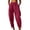 Wine, variant on Harem Pants Women Spring Summer Elastic Waist Loose Fit Lightweight Beach Pants Trousers with Pockets