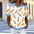 thumbnail image 6 of ZVAVZ Funny Easter Shirts for Women Waffle Knit Bunny Egg Print Tshirt Cute Graphic Short Sleeve Patchwork Pullover Tops Comfy Holiday Top Orange,S, 6 of 7
