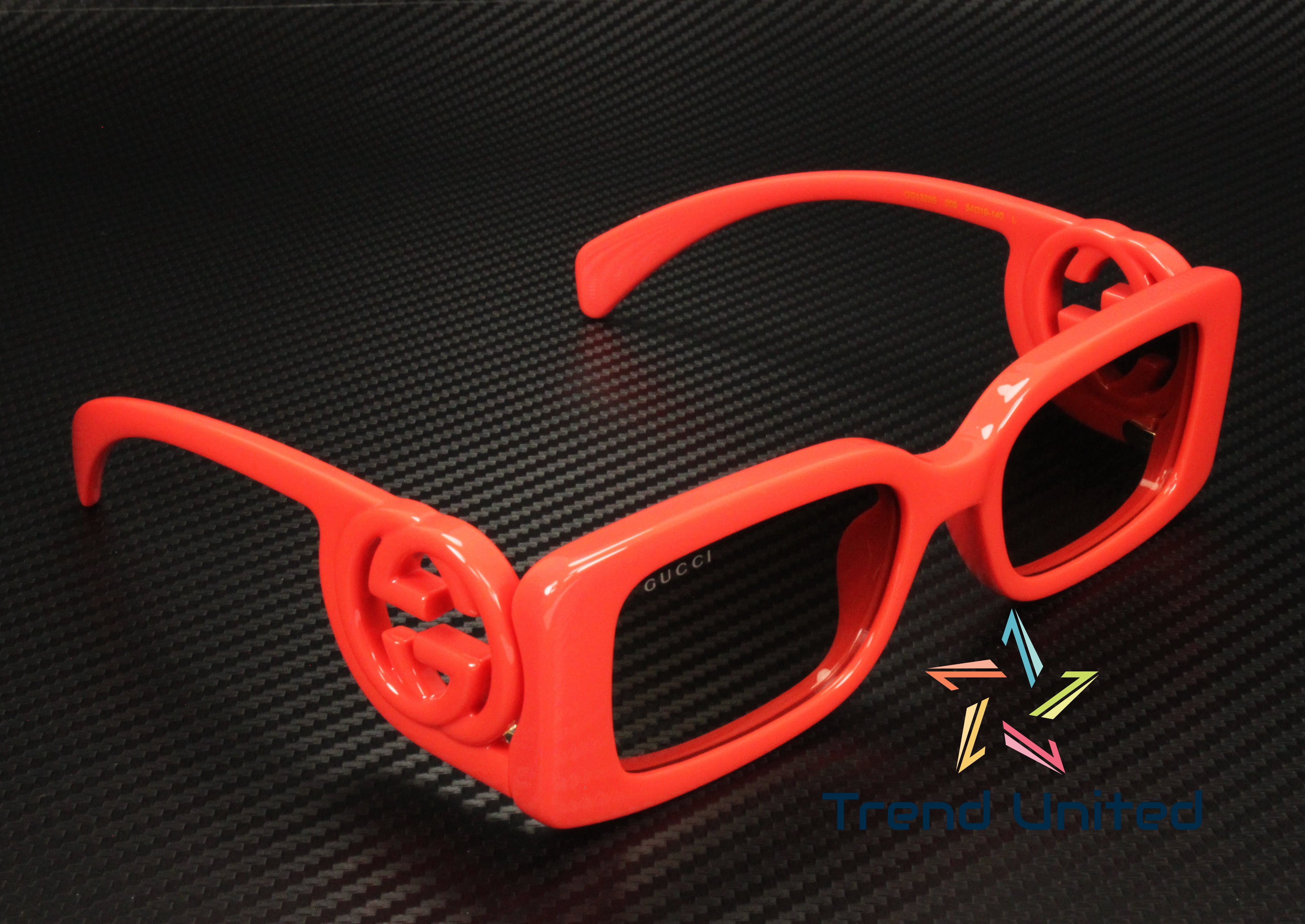 GUCCI GG1325S 005 Rectangular Squared Red Brown 54 mm Women's Sunglasses