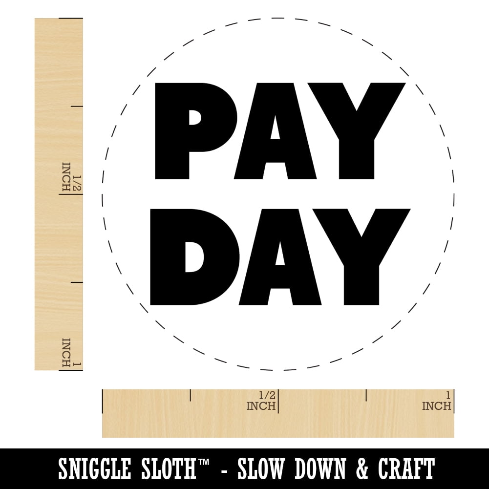 Pay Day Bold Text Work Self-Inking Rubber Stamp Ink Stamper - Lime Green Ink - Medium 1 Inch
