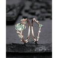 thumbnail image 5 of Nature Inspired Moss Agate Leaf Engagement Ring Set, Oval Shape Mossy Agate Rose Gold Wedding Set, Twig Branch Bridal Set Anniversary Ring, 5 of 5