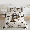 thumbnail image 2 of Feelyou Initial P Full Size Comforter Sets, Bow Cheetah Leopard Print Bedding Sets, 3pcs, 2 of 8