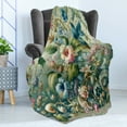 thumbnail image 3 of Ambesonne Jungle Floral Fleece Throw Blanket Medieval Style Bloom 50"x60" Green Multicolor, 3 of 5