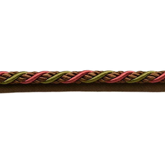 3/8 Pouces (1cm) Collection Alexander Corde Décorative Torsadée avec Lèvre (Style# 0038AXL), Rouge Chocolat des Fêtes Multicolore (Color# LX08) 12 Yards (36 Pieds/11m)