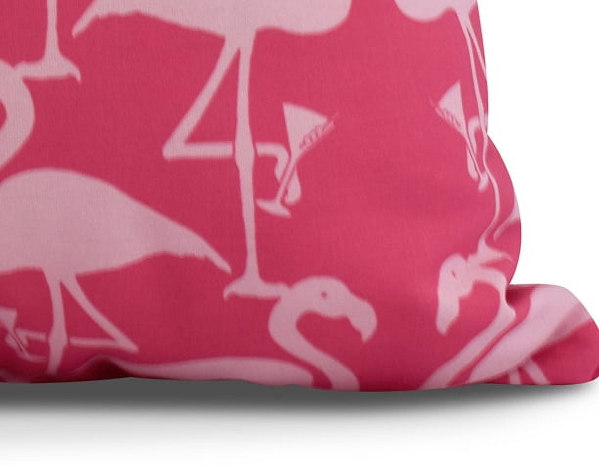 Simply Daisy, 16" x 16" Flamingo Heart Martini , Animal Print Outdoor Pillow, Pink