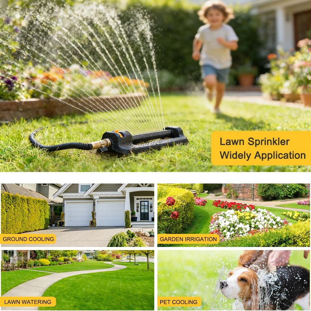 FANHAO Oscillating Sprinkler for Yard,  Covers up to 3,600 sq. ft., Durable Lawn Sprinkler with 19 Precision Nozzles