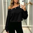 thumbnail image 3 of Women's Off Shoulder Crop Top Grommet Detail Long Sleeve Casual Pullover Sweatshirt, 3 of 9