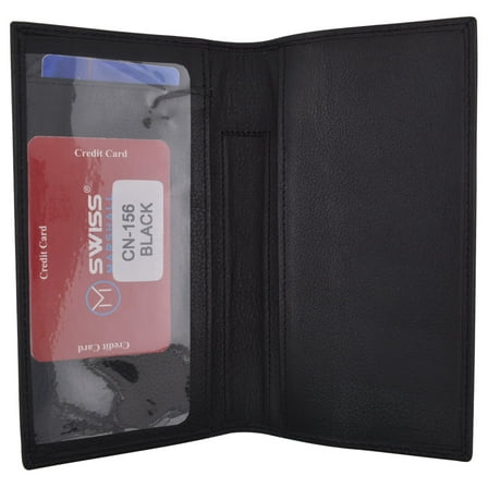 Swiss Marshall Brand New Premium Leather Slim Checkbook Cover Holder