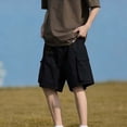 thumbnail image 6 of cllios Men's Big and Tall Cargo Shorts with Pockets Loose Fit Drawstring Waist Outdoor Short Summer Casual Shorts Black L, 6 of 7