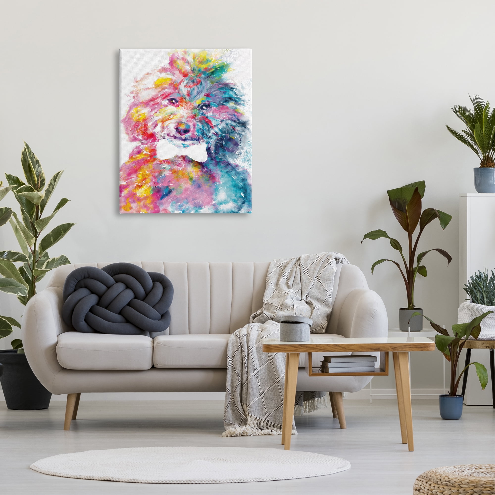 Stupell Industries Modern Dog with Bowtie Animals & Insects Painting Gallery Wrapped Canvas Print Wall Art, 30 x 40