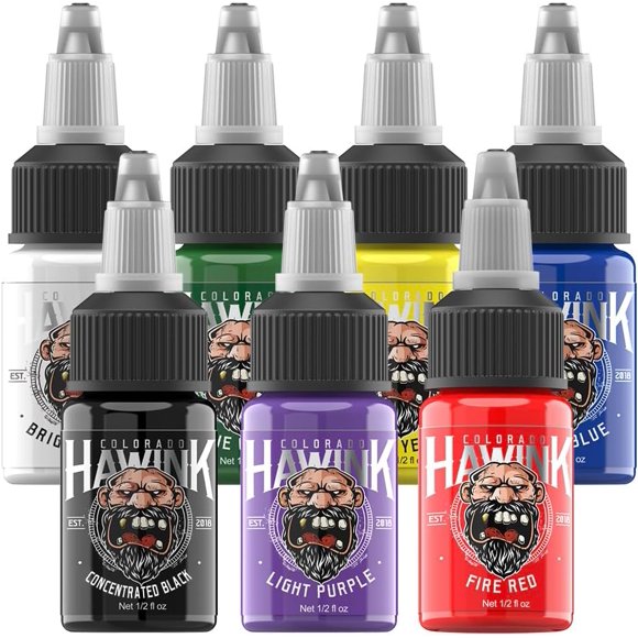 Tattoo Ink Set 1/2oz (15ml) Tattoo Supply Ink USA 7 Colors Pigment Kit TI203-15-7