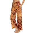 thumbnail image 2 of Psesaysky Womens Wide Leg Yoga Pants Adjustable Drawstring Stretchy Orange Tiger Print Loose Pants Women Business Casual Outfits Slacks for Women Trousers, Size M, 2 of 7