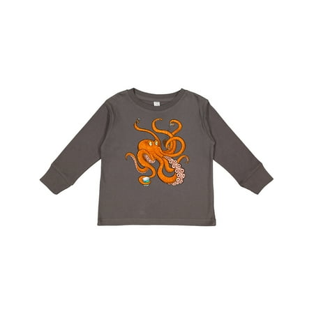 

Inktastic Giant Orange Octopus Eating Ice Cream Gift Toddler Boy or Toddler Girl Long Sleeve T-Shirt