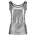 thumbnail image 5 of Sequin Tank Tops for Women Sleeveless Silver Sparkly Vest for Women Shiny Tops Party Top Festive Tops for Women, 5 of 6