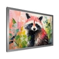 thumbnail image 2 of Designart "Raccoon Amidst Flowers Black and Green II" Animals Framed Wall Art Decor - Modern Farmhouse Green Raccoon Entryway Framed Wall Art, 2 of 6