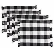 Mainstays Buffalo Plaid Woven Cotton Placemat, 1 Piece, Black and White