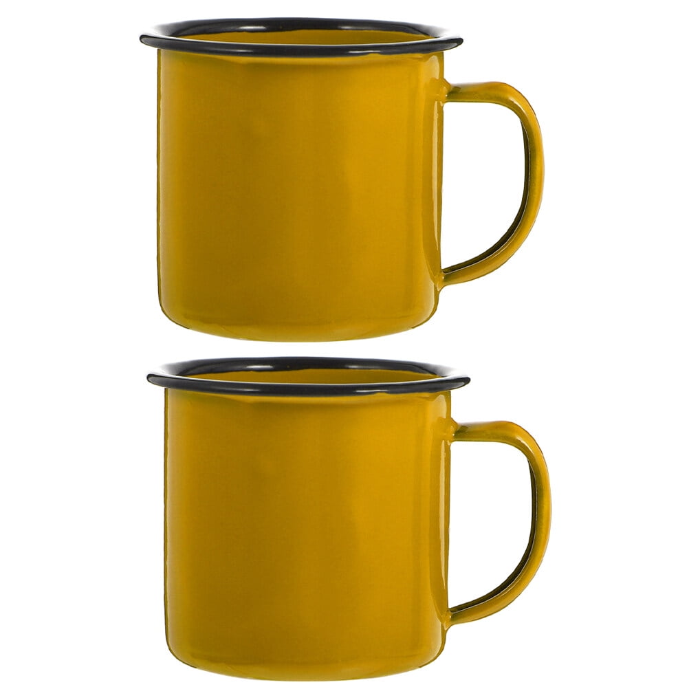 2Pcs Enamel Mugs Camping Mugs Enamel Coffee Tea Mug Drinking Cups for