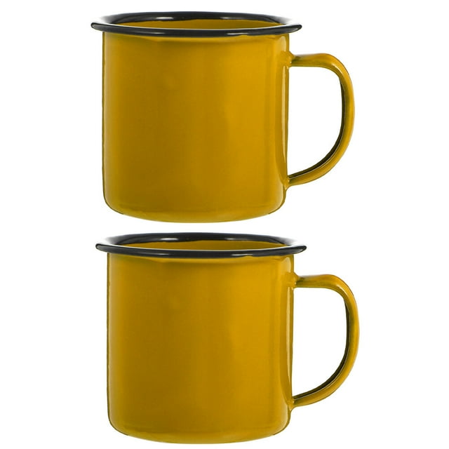 2Pcs Enamel Mugs Camping Mugs Enamel Coffee Tea Mug Drinking Cups for