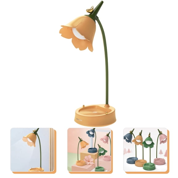STRANDCHIC Orange Flower LED Desk Lamp Dimmable Table Light for Bedroom, Office, Study Room Decoration