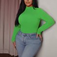 thumbnail image 4 of Savings Women's Long Sleeve Slim Crop Tops Basic T-Shirts Solid Bodysuit Spring Summer Tee Tops Green,4XL, 4 of 7