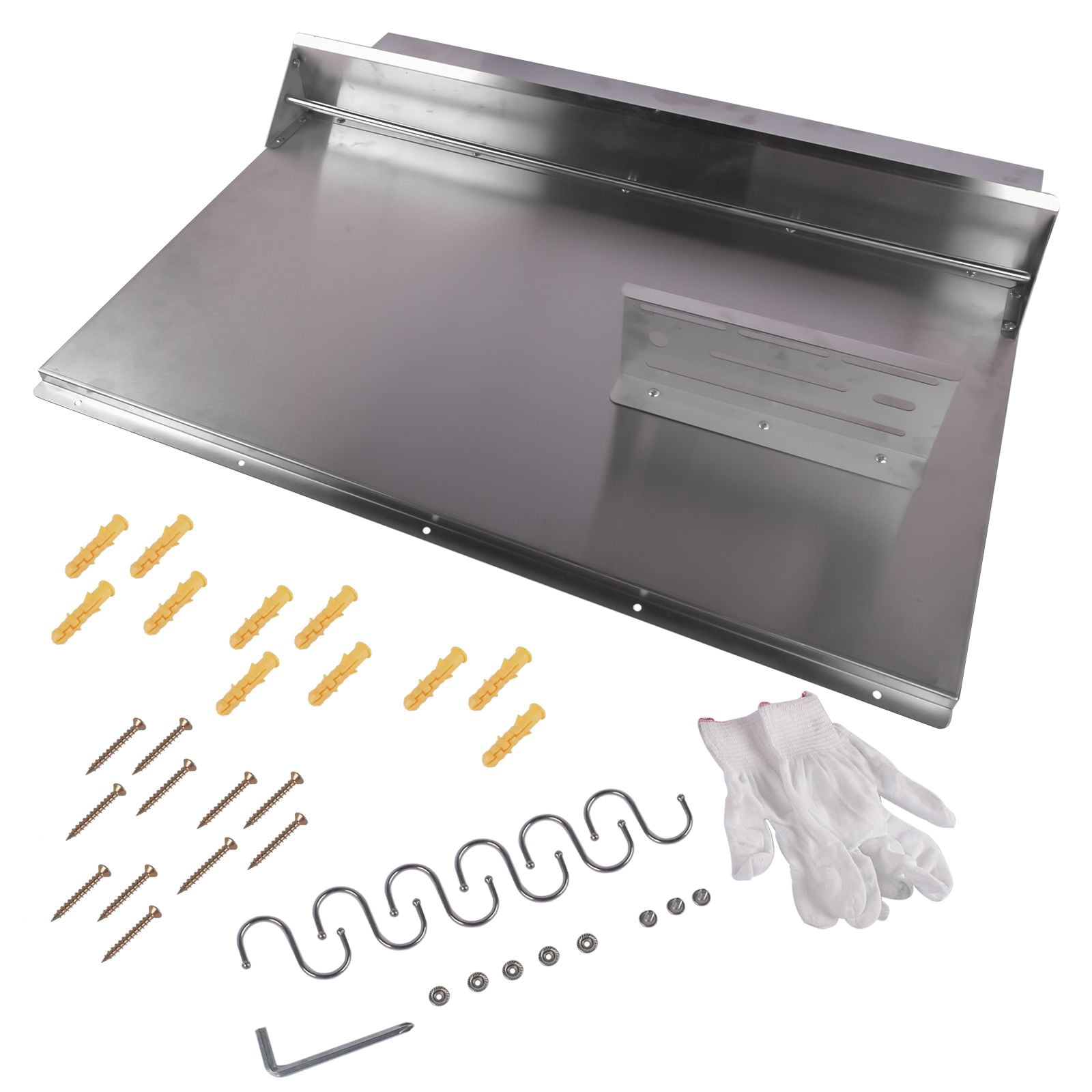 36 x 30.7 Inch Stainless Steel Range Backsplash with Shelf Hanging Rack Wall Shield with Knife Holder 6 Hooks for Kitchen