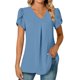 thumbnail image 1 of 2025 Top túnica de manga corta con cuello en V de gasa para mujer, ideal para leggings - Mezcla ligera de rayón, tallas S-XXL, 1 of 6