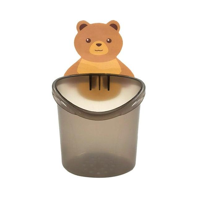 Adorable Bear Hug Wall Mounted Toothbrush Holder and Bathroom Organizer with No Drill Drying Rack and Toothpaste Shelf
