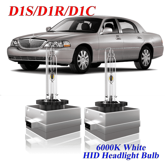 For Lincoln Town Car 2003-2011 D1S HID Headlight High/Low Beam 6000K Crystal White Xenon Bulbs Set 2