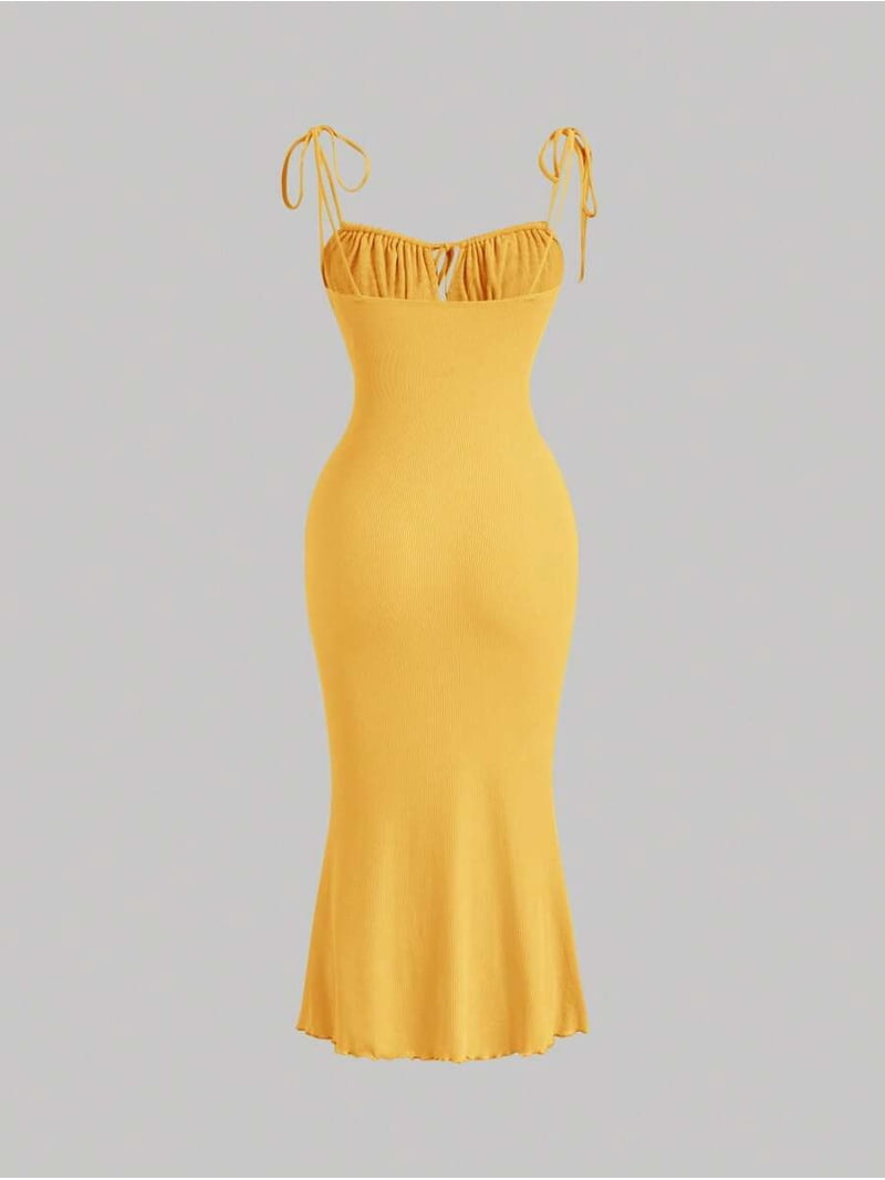 tie front ruched bust cami dress Alexandranx Tie Front Ruched Bust Cami Dress,Pastel Dresses For Women