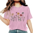 thumbnail image 4 of PVCS Womens Tops Women Mother's Day Gift Mom Flower Print Short Sleeve Round Neck Tshirt Pattern Top, 4 of 7