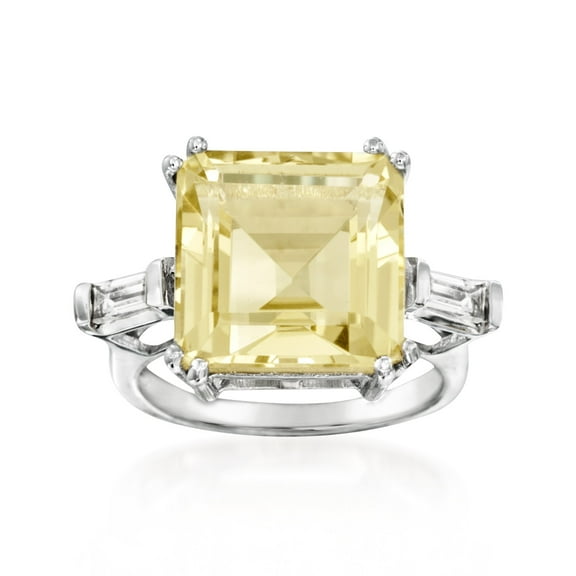 Ross-Simons 10.60 ct. t.w. Lemon and White Topaz Ring in Sterling Silver, Women's, Adult