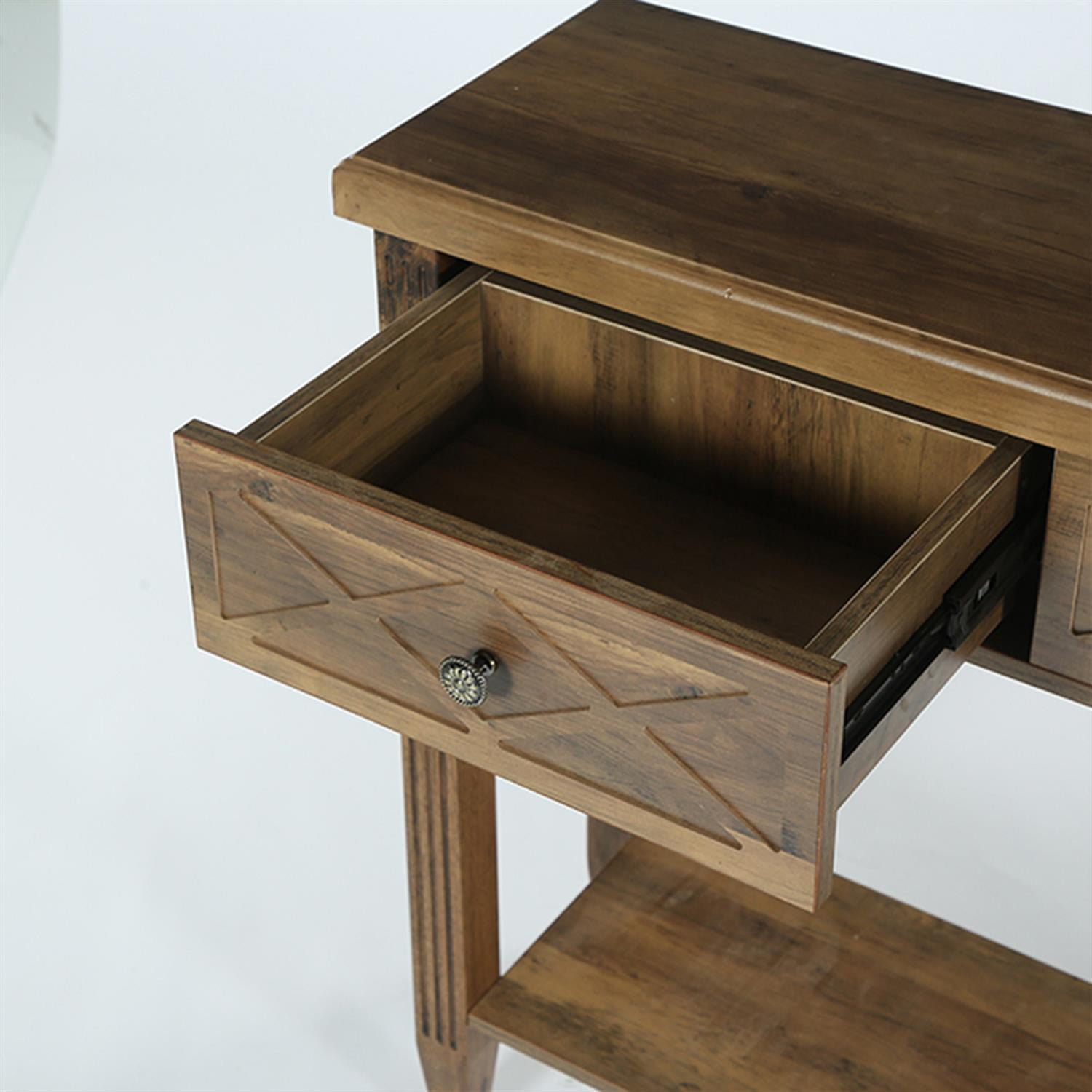 Demi Bonn 70.8" Console Table, 4 - Drawer Farmhouse Sofa Tables with Bottom Storage Tribesigns, Foyer Display Table, Brown