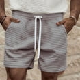 thumbnail image 2 of Wrtxtat Waffle Knit Shorts for Men Textured Drwastring Elastic Waist Wide Leg Shorts with Pockets Soft Comfort Summer Cargo Sweat Shorts Gray S, 2 of 4