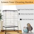 thumbnail image 2 of Bird Cage Seed Catcher, Large Bird Cage Cover, Adjustable Soft Airy Nylon Mesh Net, Birdcage Cover Skirt Seed Guard for Parrot Parakeet Macaw African Round Square Cages (White, Daisy Design), 2 of 7