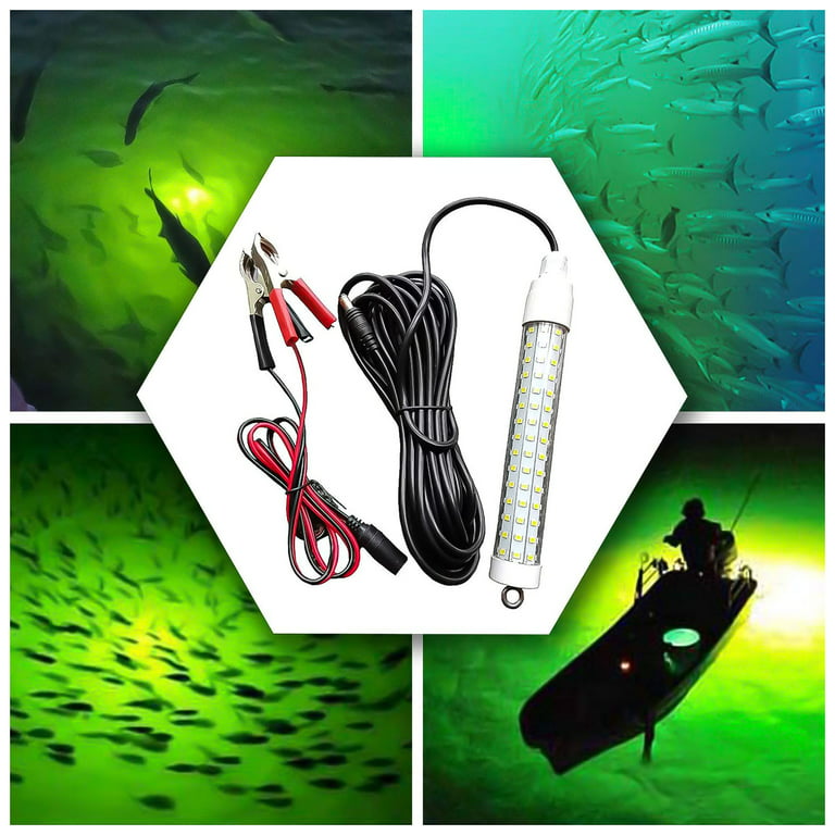 TSV 2Pcs Underwater Night Fishing Light, 12V 10.5W 120LED 1000 Lumen Green  Deep Drop Underwater Submersible Night Fishing Light Crappie Shad Squid