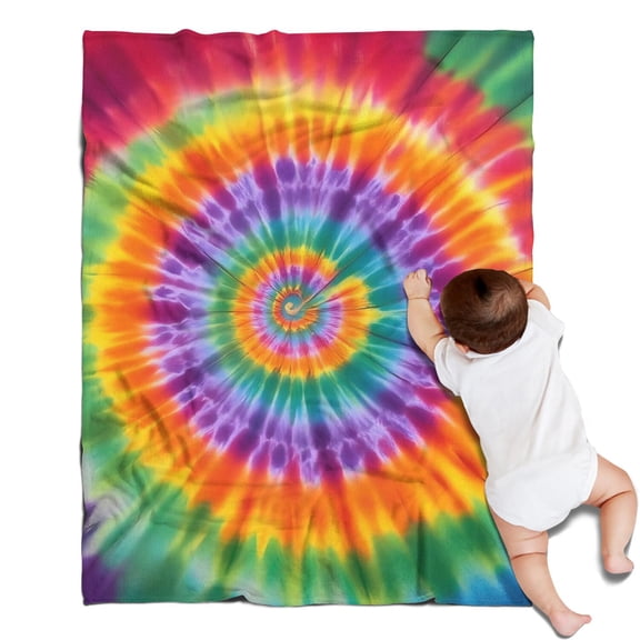Colorful Rainbow Tie Dye Spiral Pattern Blanket,Comfortable Soft Flannel Throw Blanket,All Season,Warm Lightweight Blankets for Sofa Bed Couch Living Room Chair,30"x40"