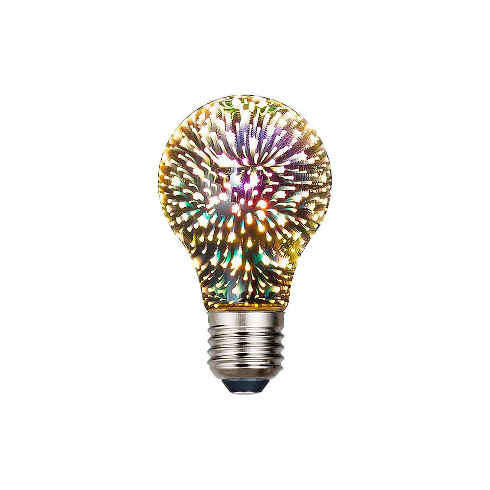 Led Filament Bulb Spherical Shape, 220v Base, Warm White 2400k, Beam 30 Watt Equivalent, 3d Fireworks Printed Surface (1pack，4.5W） - Walmart.com