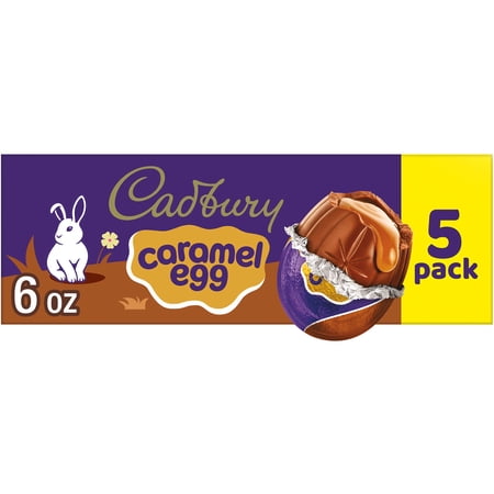 Cadbury Caramel Egg Chocolate with Caramel Easter Candy, Eggs 1.2 oz, 5 Count