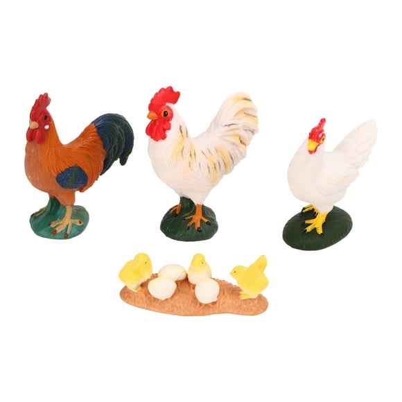 Figuras de Animales de Granja BuyWeekMX Modelo de Gallina y Gallo 4 Piezas
