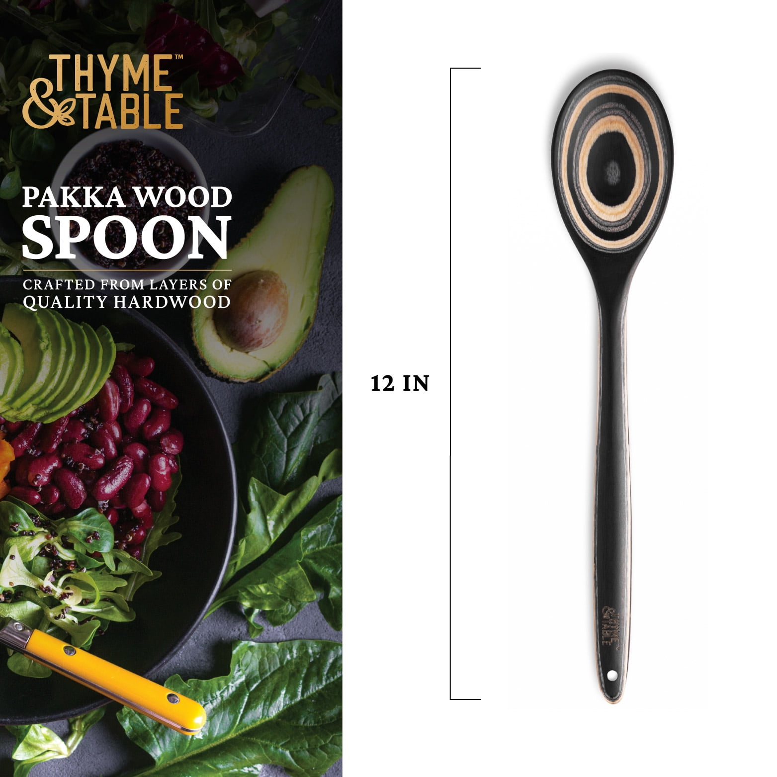 Thyme & Table Non-Stick Pakka Wood Spoon Black