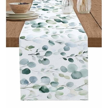 

Table Runner Dresser Scarf 13 x 36 Inch Sage Green Eucalyptus Leaf Spring Plant Table Runners Non-Slip Heat Kitchen Dining Table Decor for Indoor Outdoor Home Party Decoration