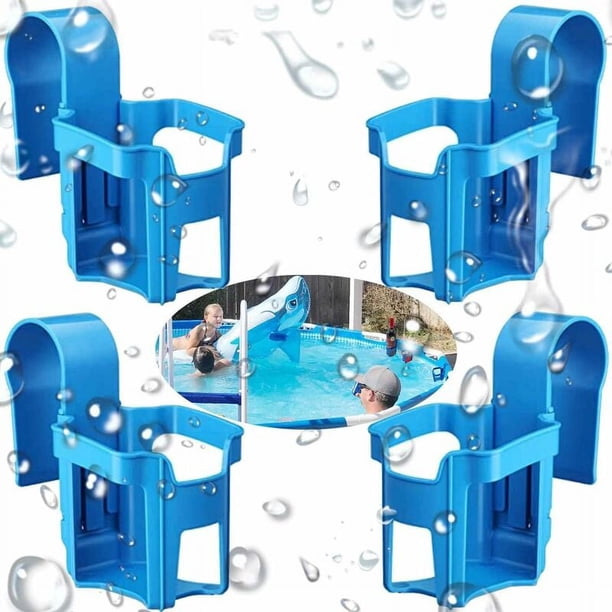 Portavasos para piscina: juego de 4 accesorios multifuncionales con soporte para piscina, cesta de almacenamiento, soporte para bebidas desmontable para fiestas de verano, playa, bañeras