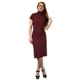 thumbnail image 5 of Turtle Neck Short Sleeve Bodycon Midi Dress, 5 of 9