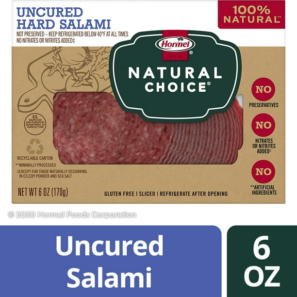 HORMEL NATURAL CHOICE Sliced Uncured Hard Salami Lunch Meat, 6 Oz
