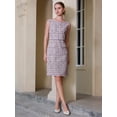 thumbnail image 2 of DARING DIVA Sleeveless Tweed Boat Neck Sheath Dress L Purple Pink, 2 of 6